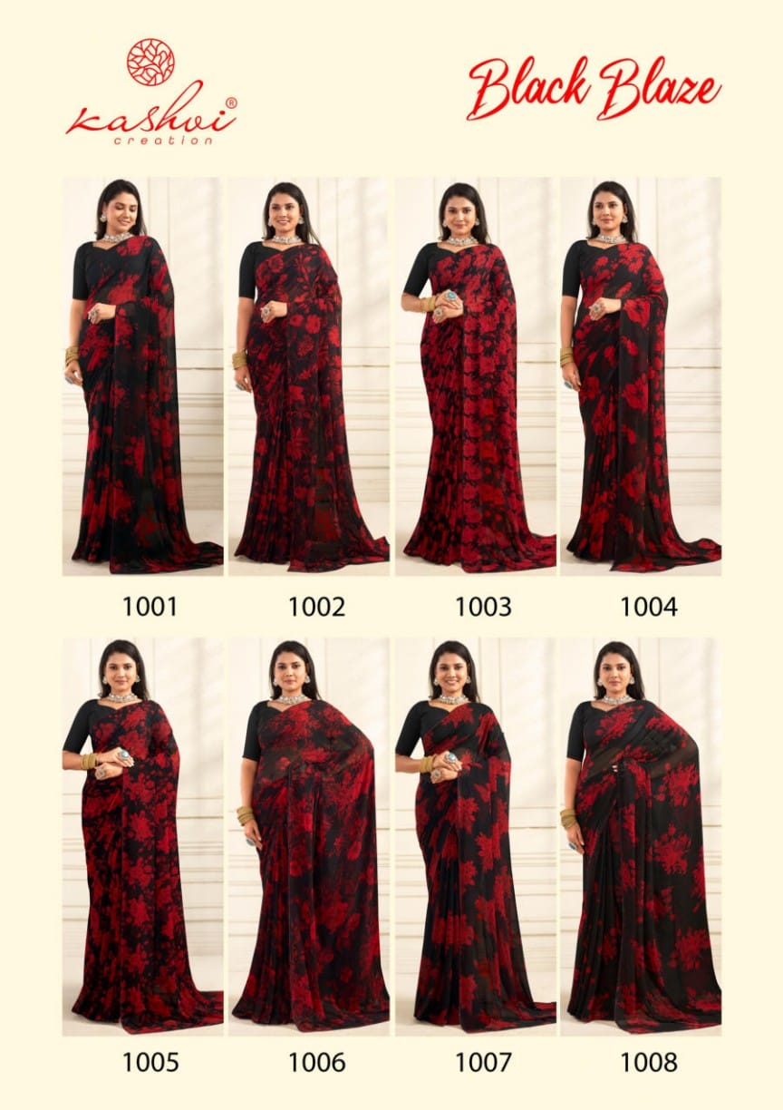 Black Blaze By Kashvi Daily Wear Georgette Sarees Wholesale Online